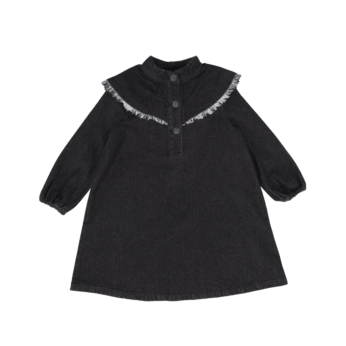BAMBOO BLACK DENIM CHAMBRAY FRAYED DRESS [Final Sale]