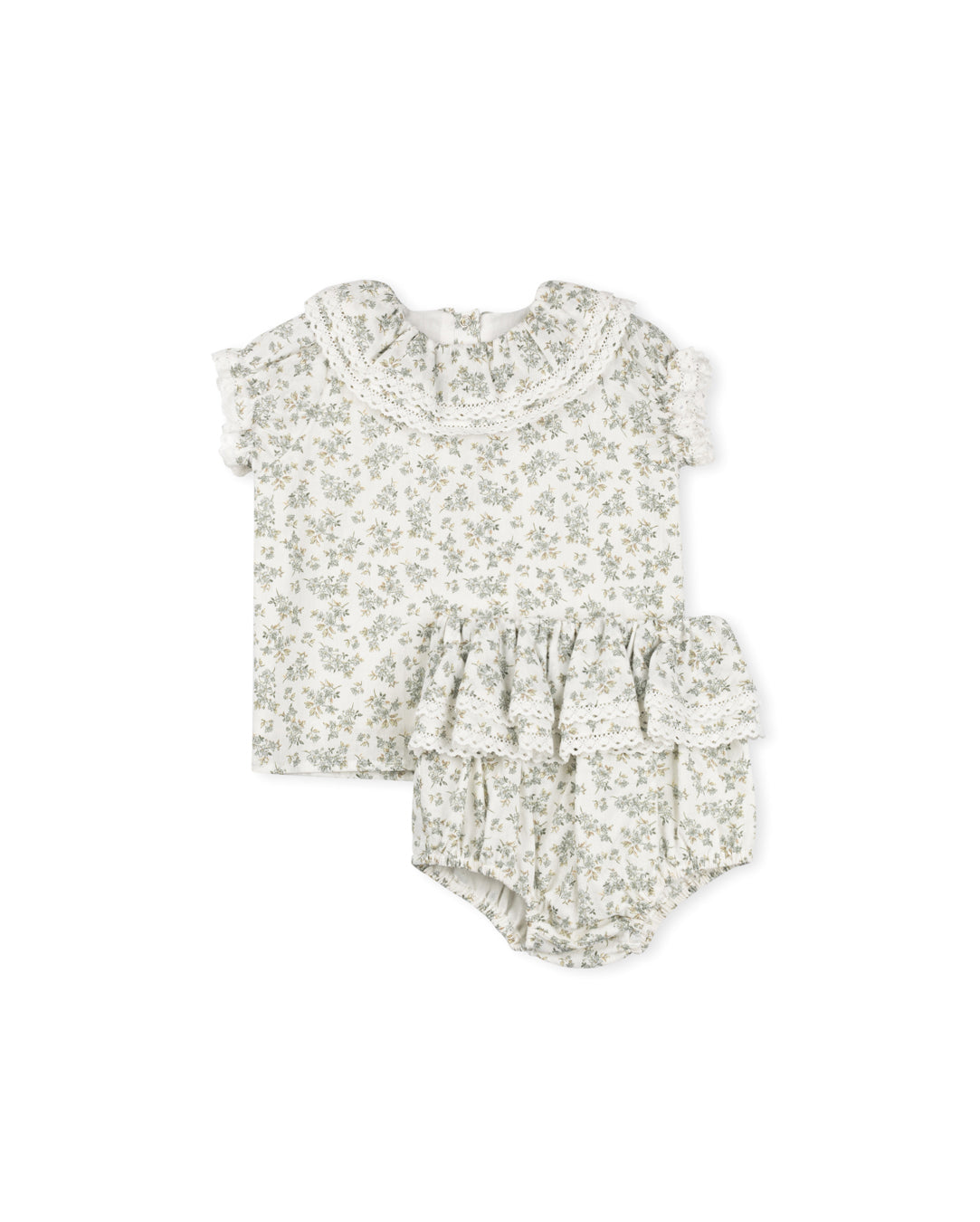 ONE CHILD FLORAL LACE TRIM SHIRT AND BLOOMERS SET