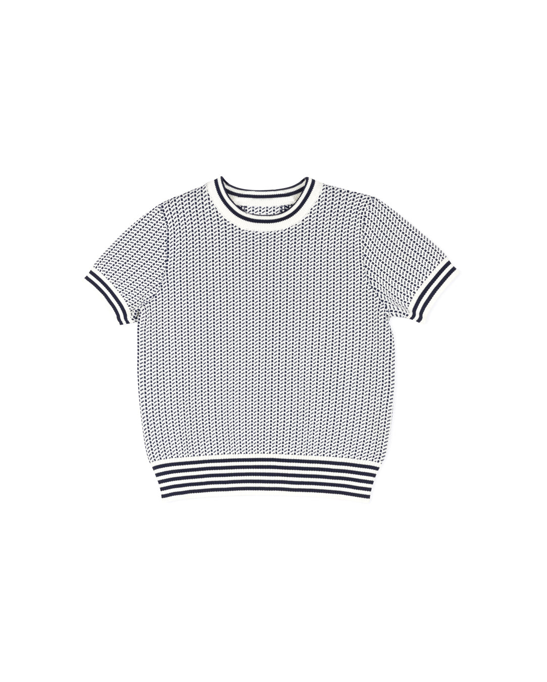 HARPER JAMES NAVY KNIT STRIPED TRIMMING SWEATER