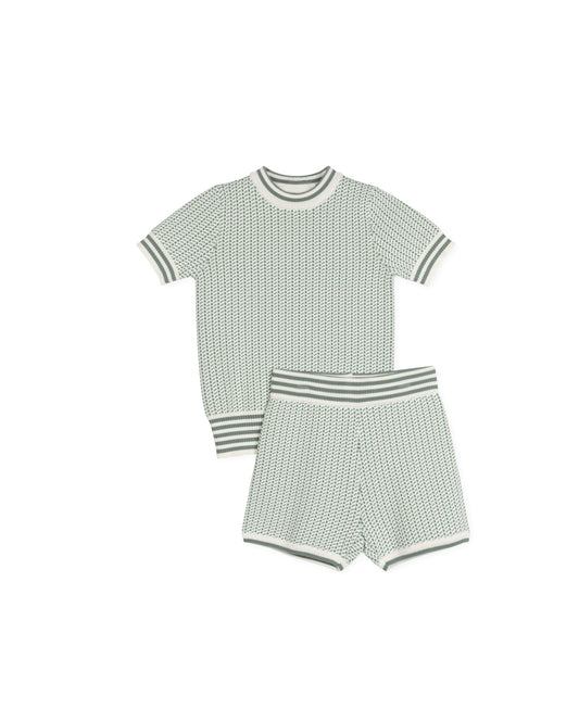 HARPER JAMES SAGE KNIT STRIPED TRIMMING SWEATER AND SHORTS SET