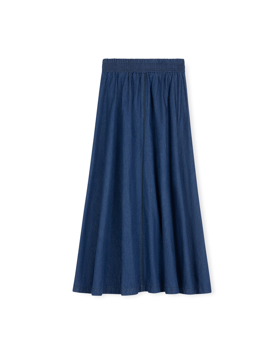 CABANA BLUE CHAMBRAY DENIM FLARE MAXI SKIRT [FINAL SALE]