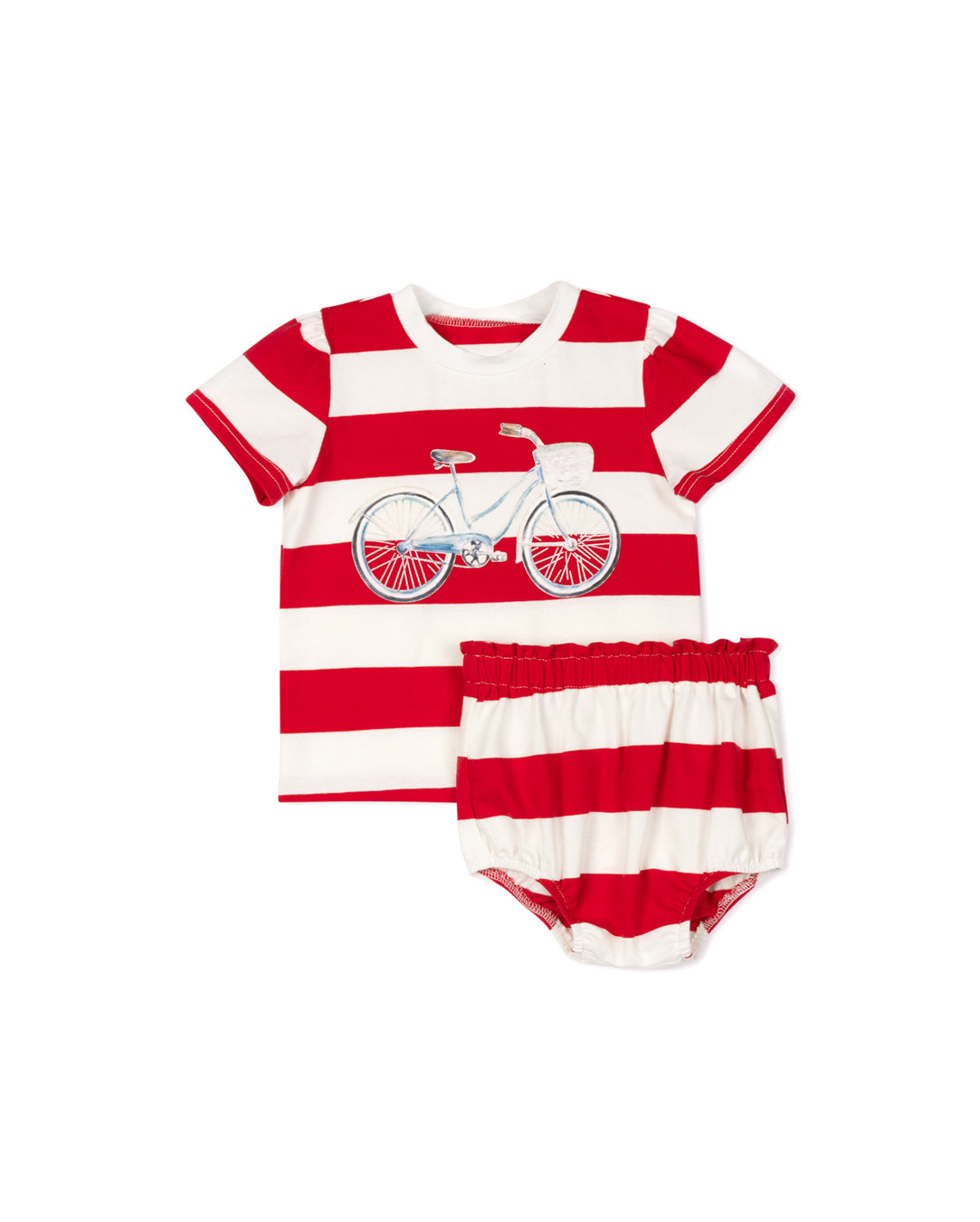 CABANA RED WIDE STRIPED BIKE TEE AND BLOOMER SET [FINAL SALE]