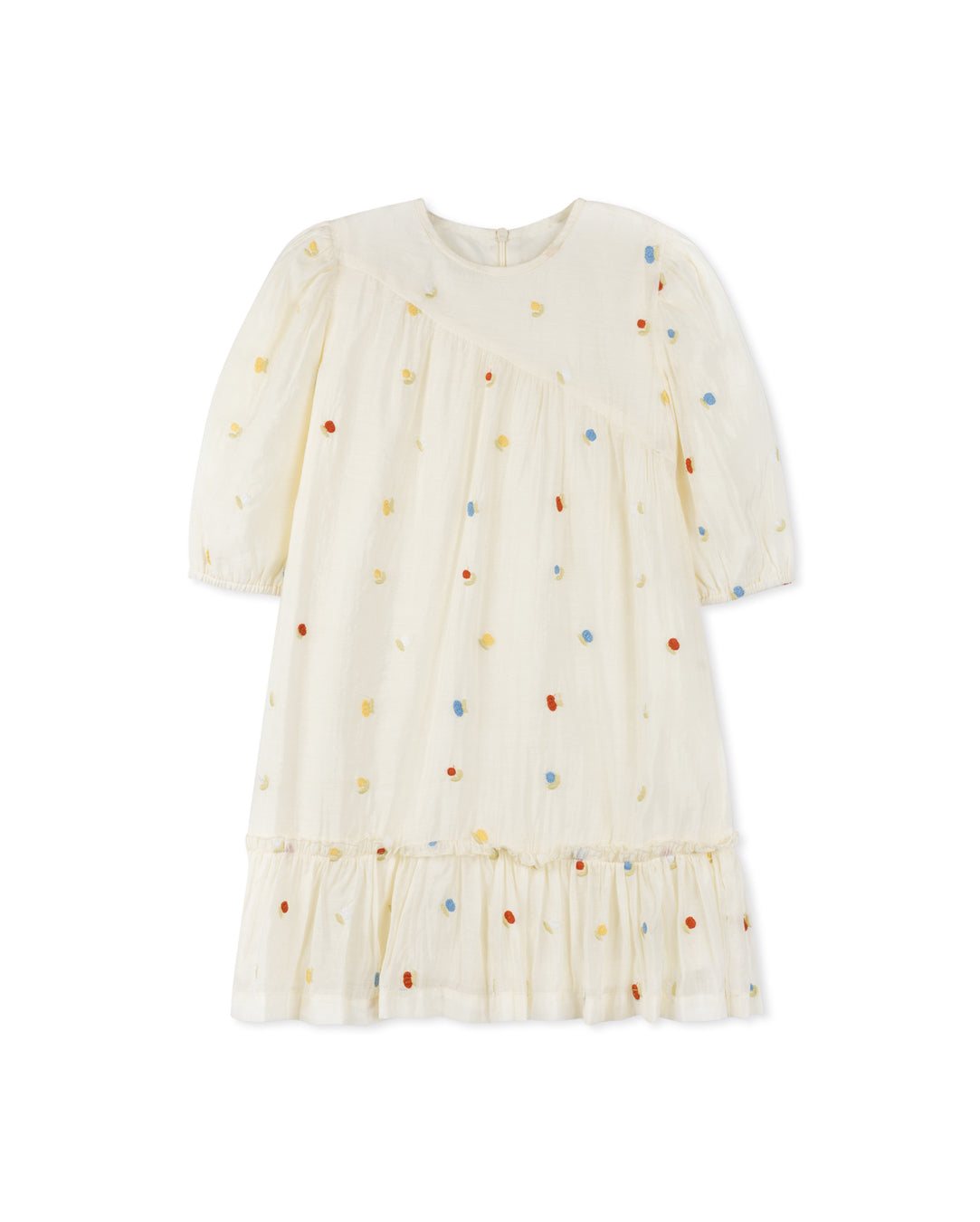 LILOU IVORY EMBROIDERED TIERED DRESS