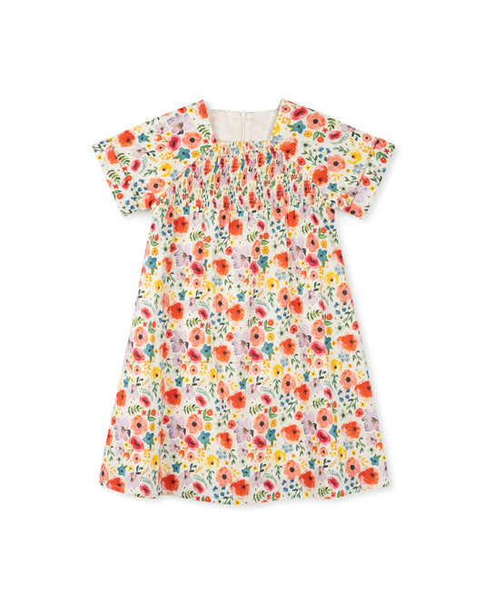 PAPILLON MULTI COLOR FLORAL PRINTED SMOCKED DRESS