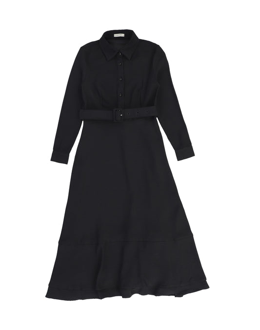 Valentina Black Belted Collar Dress [FINAL SALE]