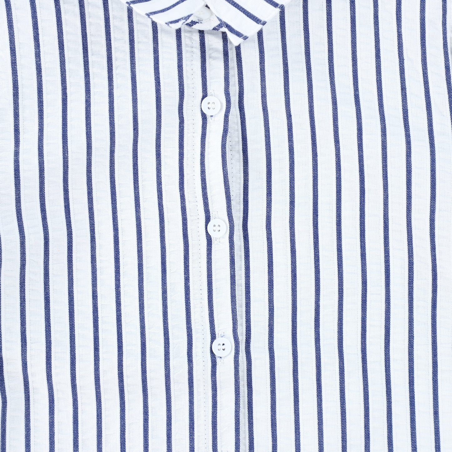 BACE COLLECTION NAVY/WHITE THICK STRIPED BUTTON DOWN BLOUSE