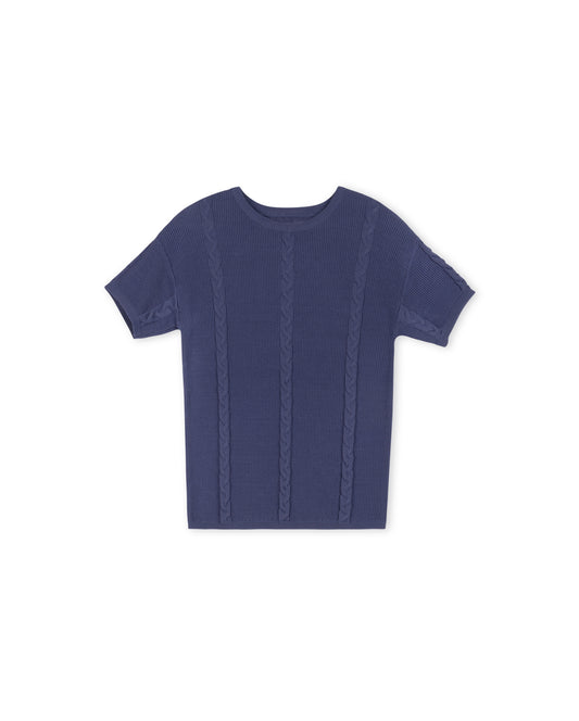HARPER JAMES NAVY CABLE KNIT SWEATER