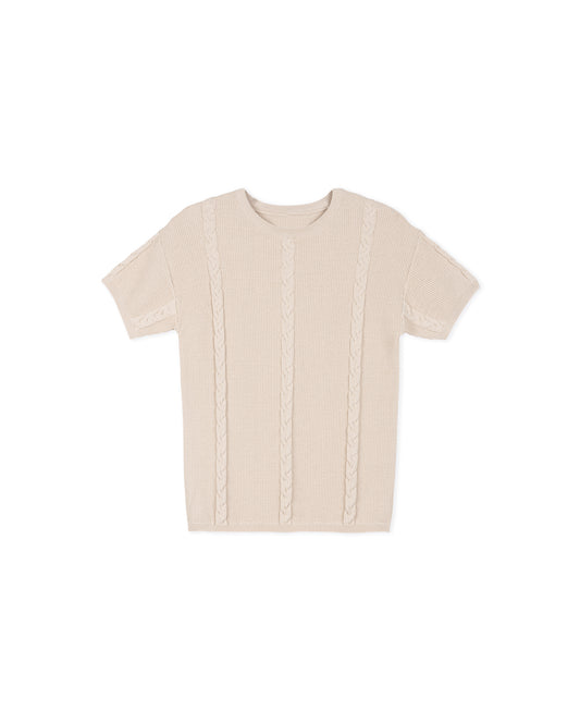 HARPER JAMES TAN CABLE KNIT SWEATER