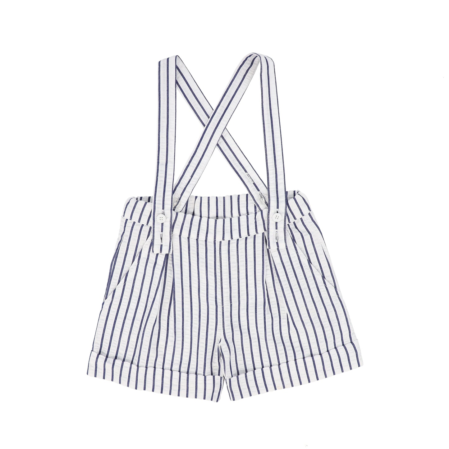 BACE COLLECTION NAVY/WHITE THICK STRIPED SUSPENDER SHORTS [FINAL SALE]