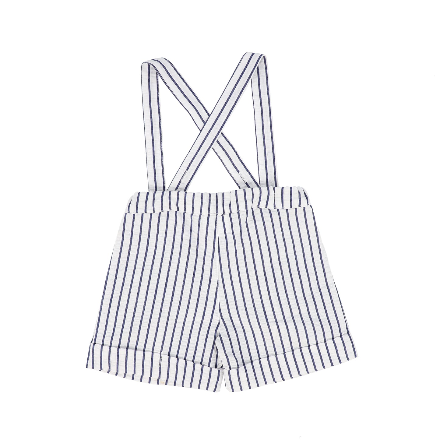 BACE COLLECTION NAVY/WHITE THICK STRIPED SUSPENDER SHORTS