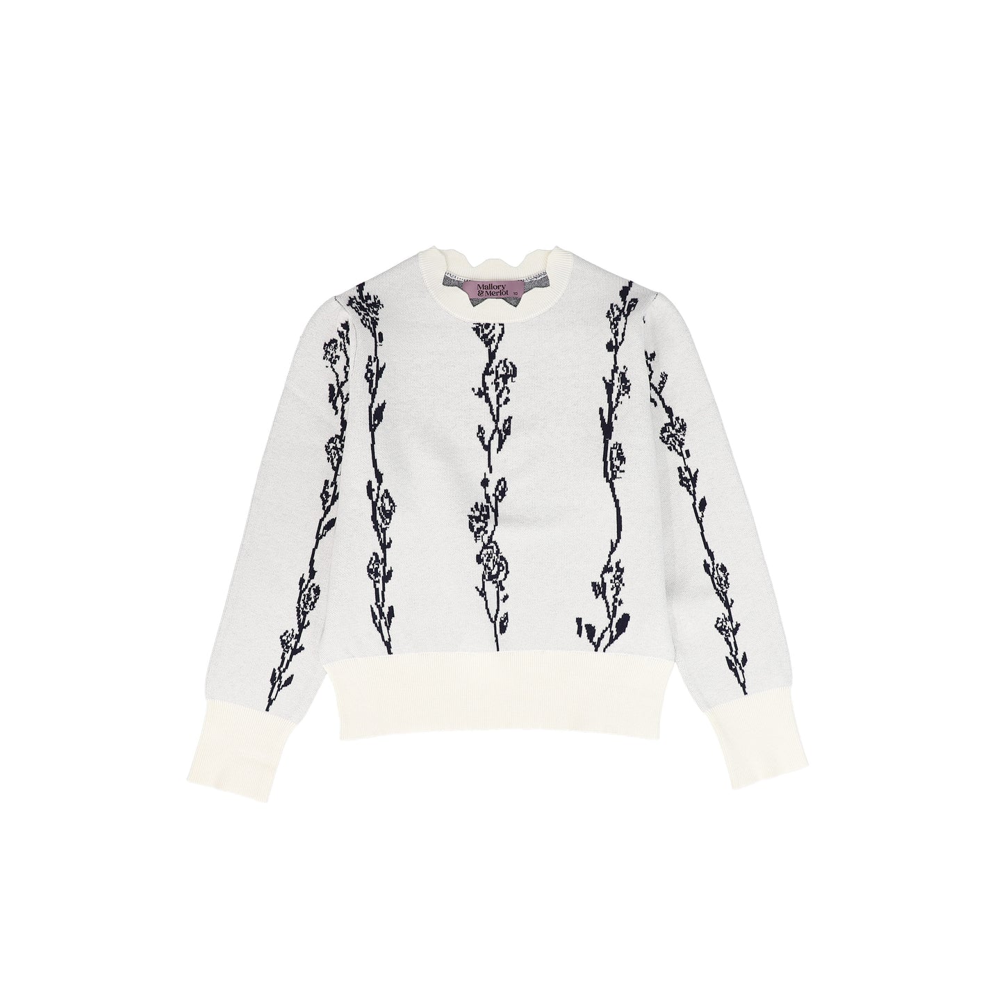 MALLORY AND MERLOT BLACK/WHITE FLOWER KNIT SWEATER [FINAL SALE]