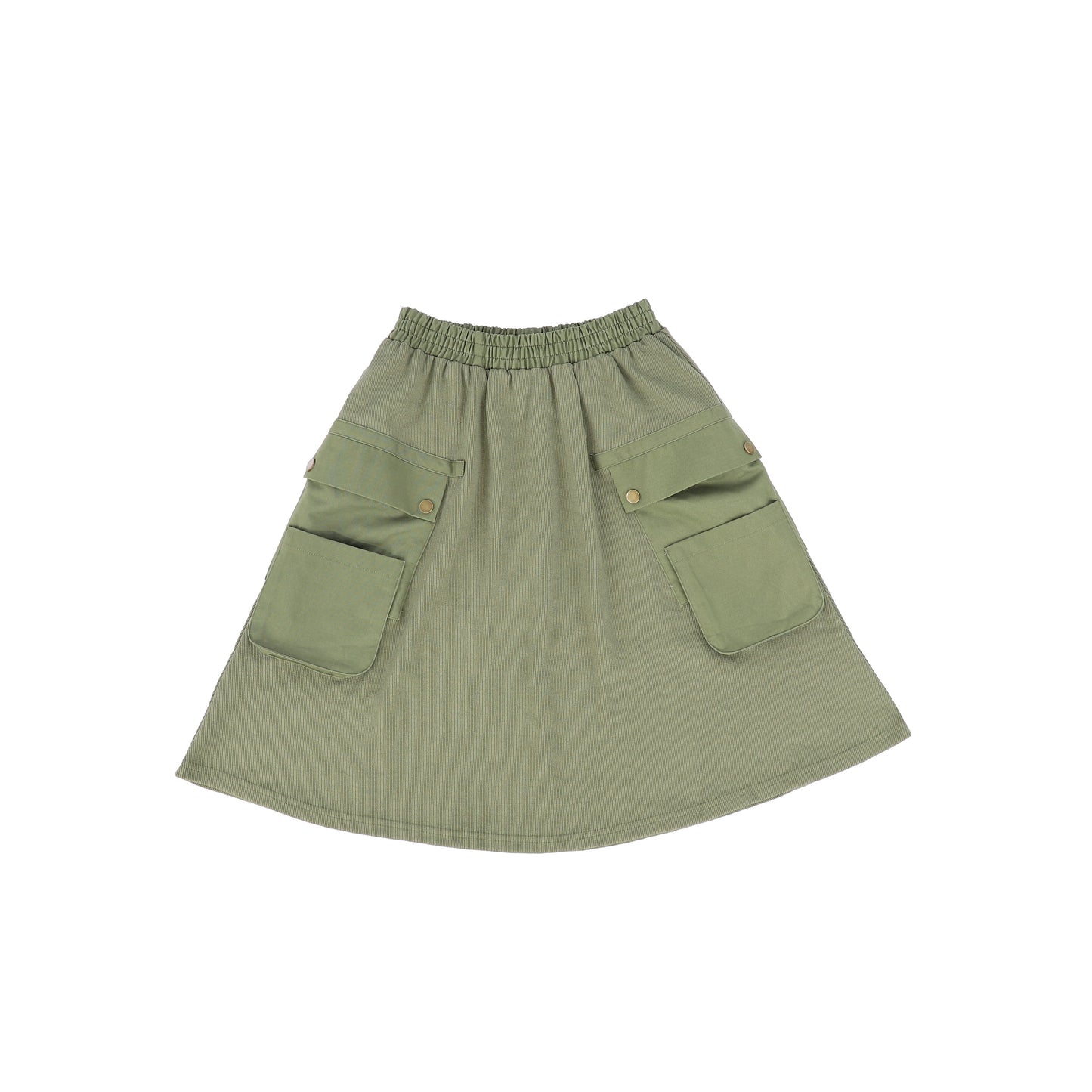 PHIL AND PHOEBE GREEN RIBBED POPLIN POCKET SKIRT [FINAL SALE]