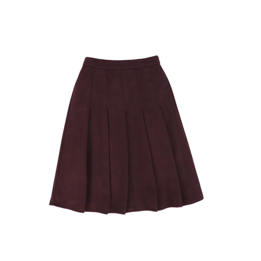 MALLORY AND MERLOT BURGUNDY PLEATED WOOL SKIRT [FINAL SALE]