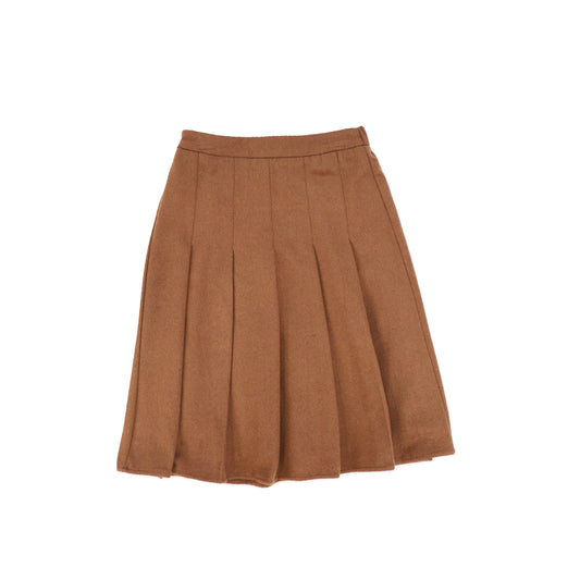 MALLORY AND MERLOT BROWN PLEATED WOOL SKIRT [FINAL SALE]