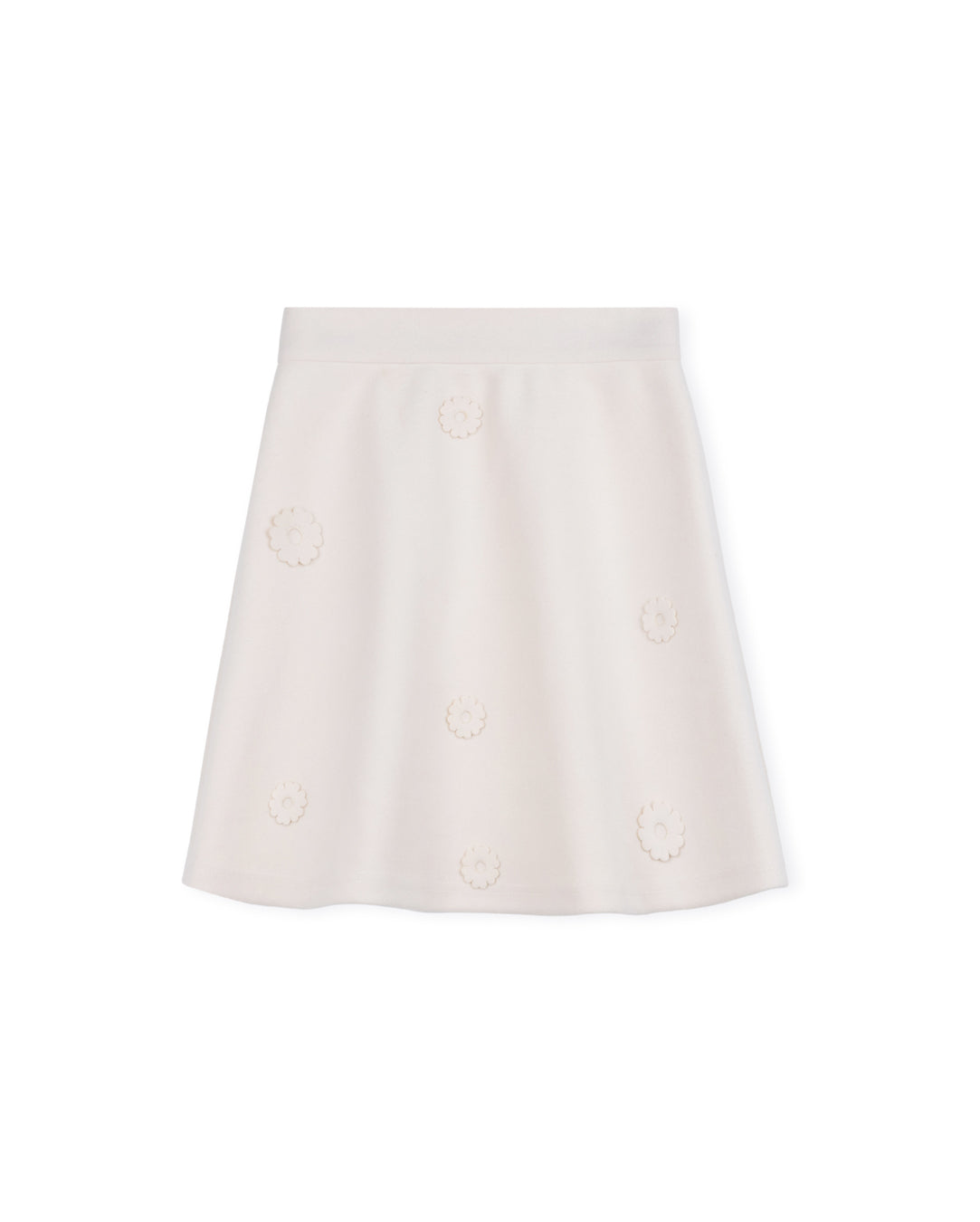 MALLORY AND MERLOT IVORY FLOWER DETAILED WOOL SKIRT [FINAL SALE]