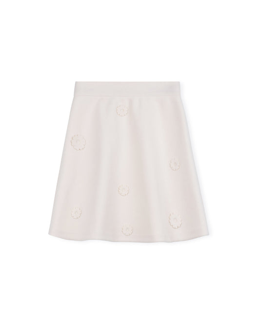 MALLORY AND MERLOT IVORY FLOWER DETAILED WOOL SKIRT [FINAL SALE]