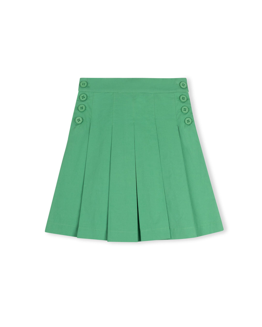 PHIL AND PHOEBE GREEN POPLIN PLEATED BUTTON SKIRT