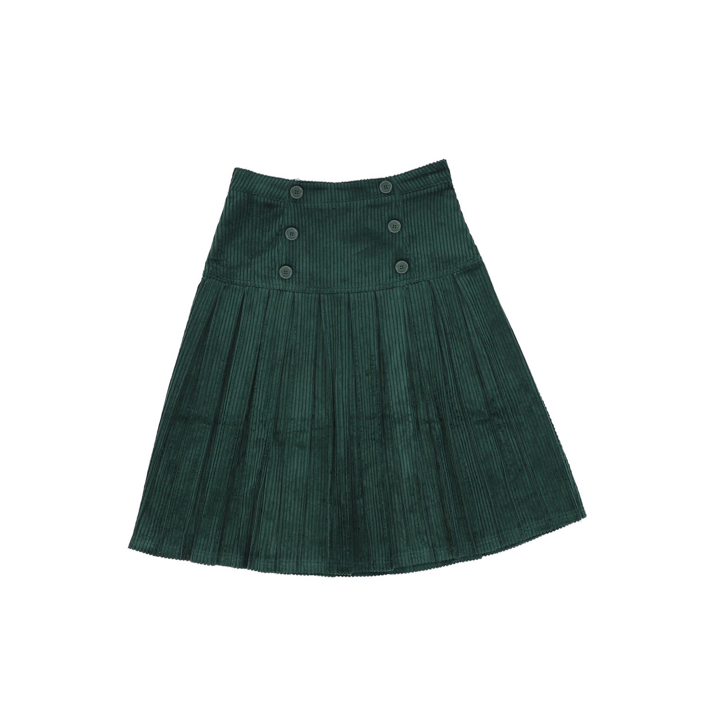 VIBE GREEN CORDUROY DROP PLEAT SKIRT [FINAL SALE]