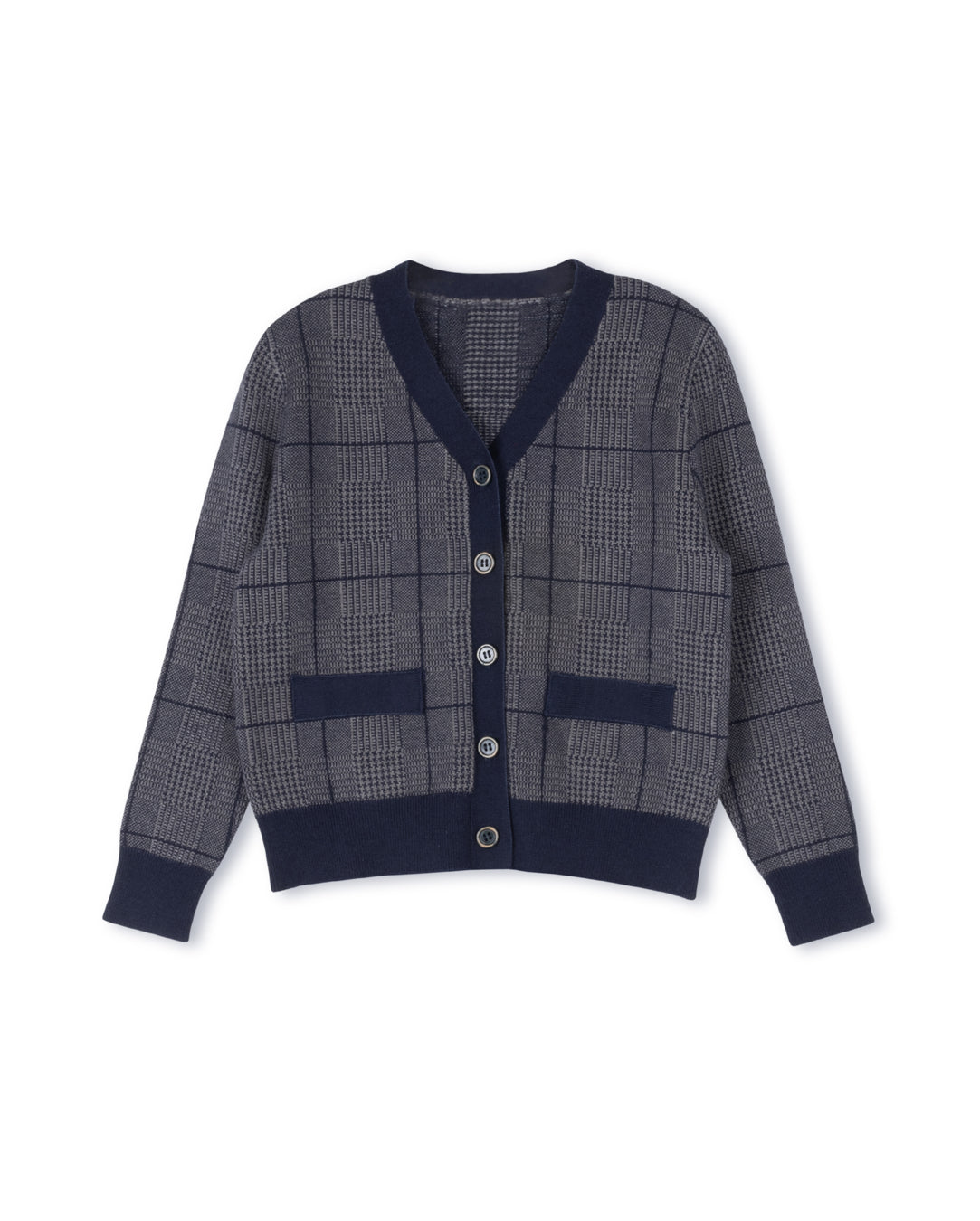 HARPER JAMES GREY/NAVY HOUNDSTOOTH CHECKED CARDIGAN [FINAL SALE]