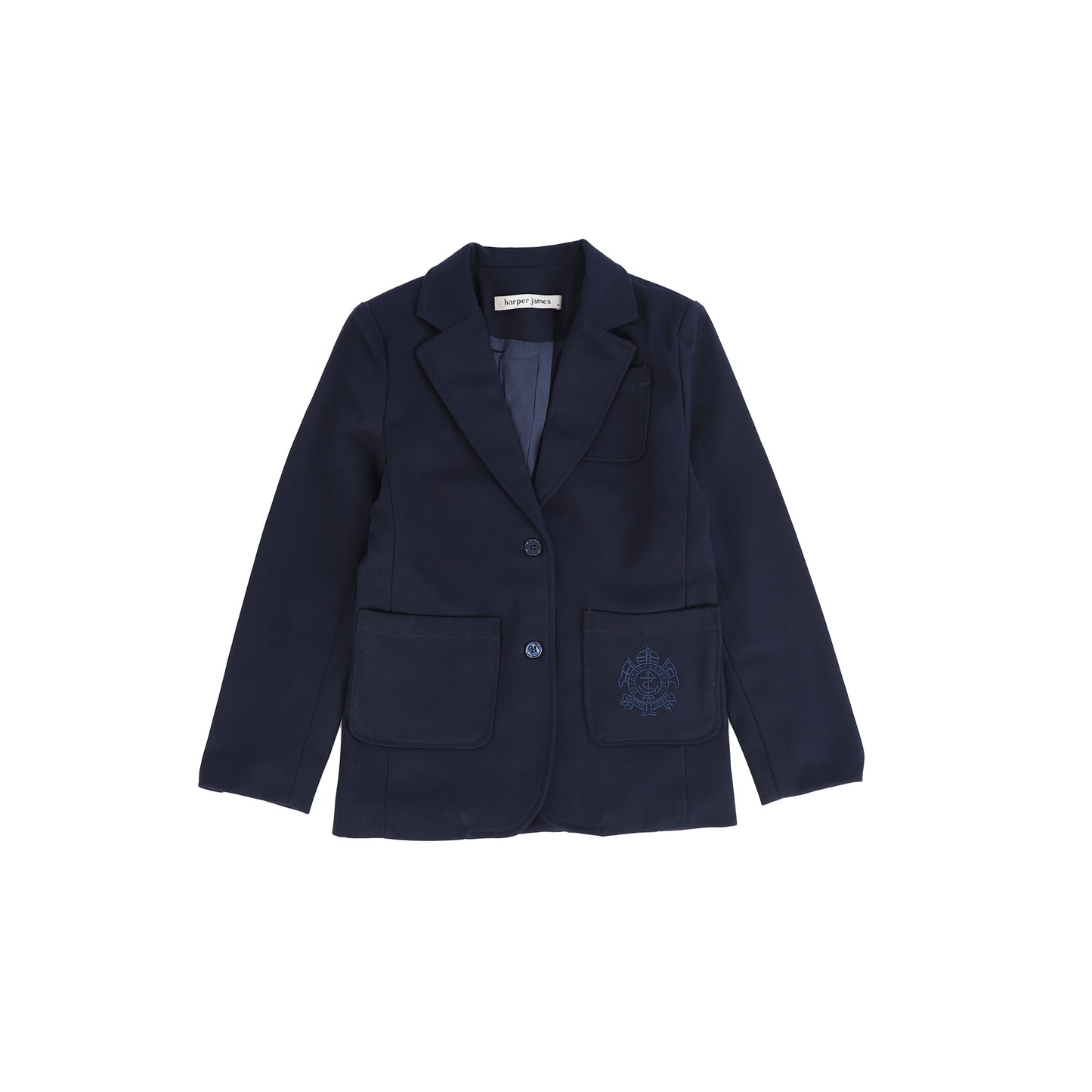 HARPER JAMES NAVY WOOL POCKET EMBLEM BLAZER [FINAL SALE]