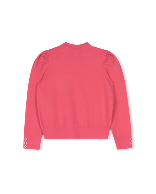 PAPILLON PINK PUFF SLEEVE BUTTON CUFF SWEATER [FINAL SALE]