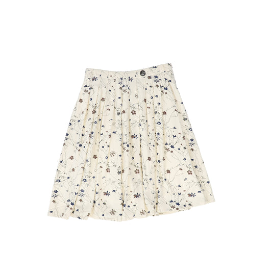 ONE CHILD CREAM/BROWN FLORAL WRAP SKIRT