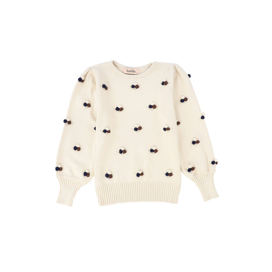 TUSTELLO BEIGE POM POM CLUSTER SWEATER [FINAL SALE]