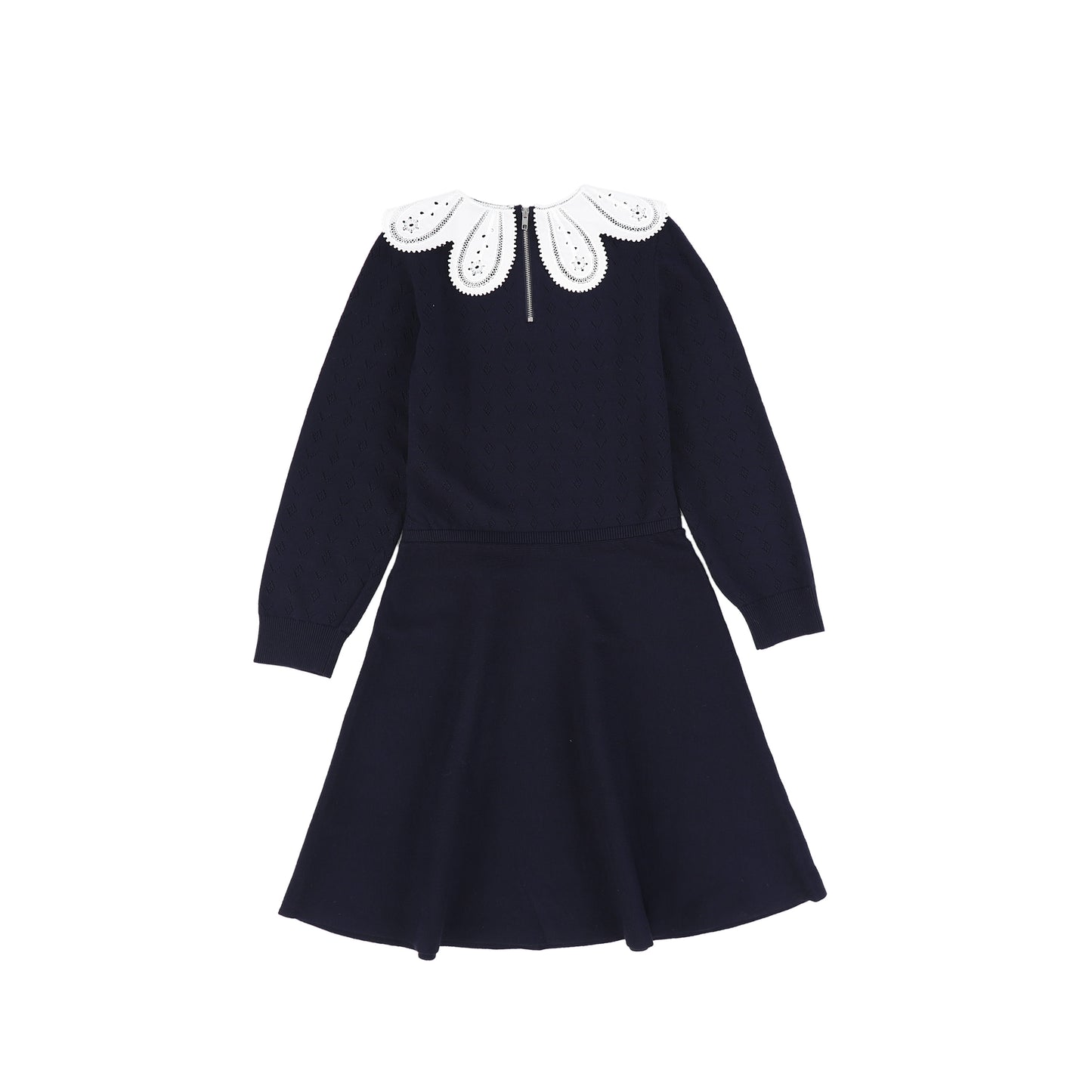 Bamboo Navy Textured Knit Detail Collar Dress [FINAL SALE]