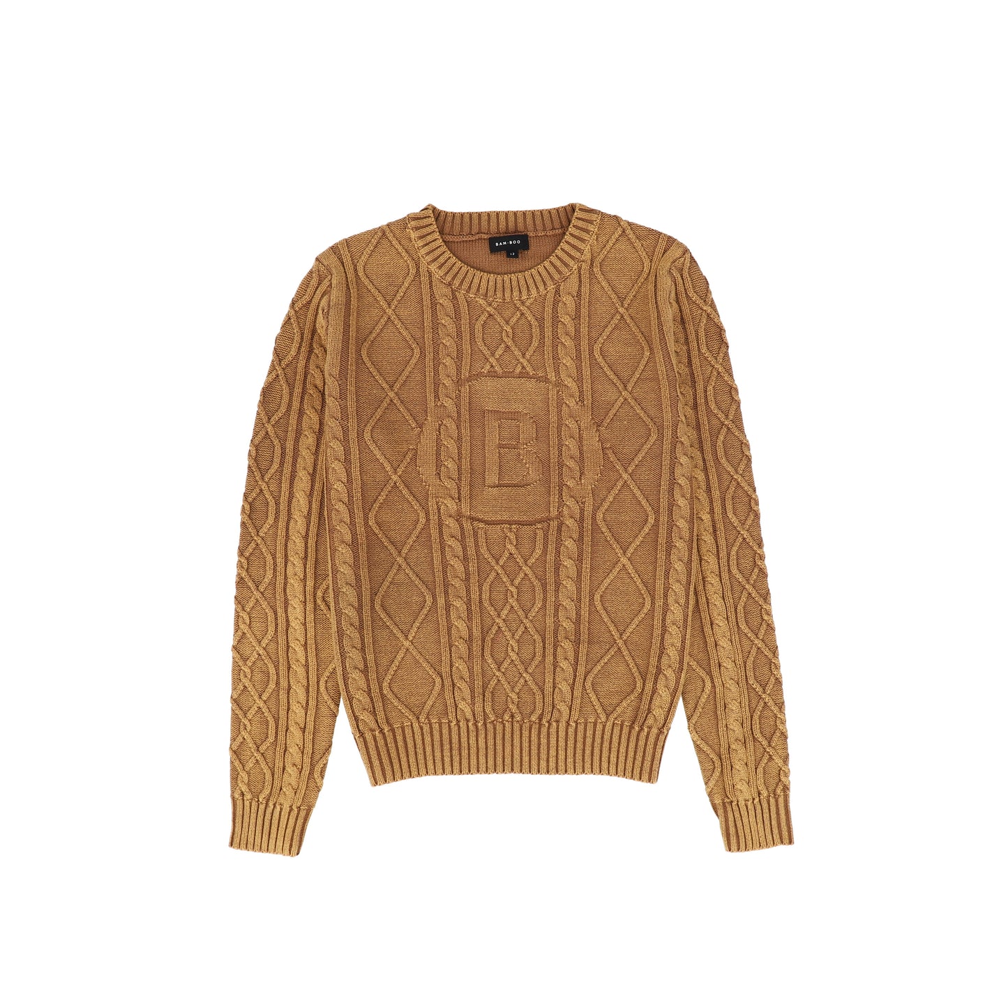 Bamboo Camel Braided Embroidered Knit Sweater [FINAL SALE]