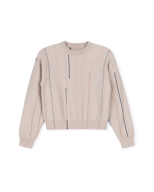 ONE CHILD TAUPE LINE DETAIL SWEATER