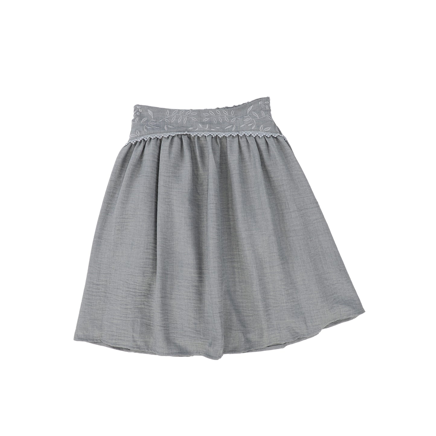 ONE CHILD GREY EMBROIDERED LEAF SKIRT [FINAL SALE]