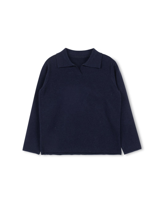 HARPER JAMES NAVY KNIT V-COLLARED SWEATER [FINAL SALE]