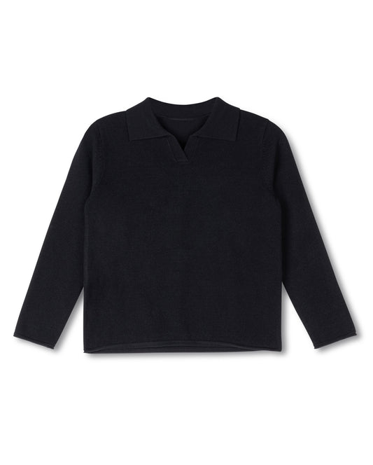 HARPER JAMES BLACK KNIT V-COLLARED SWEATER [FINAL SALE]