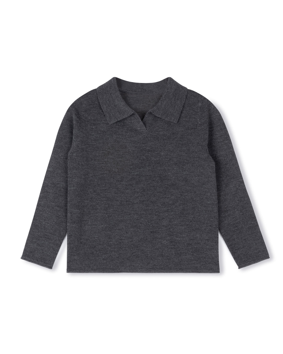 HARPER JAMES CHARCOAL GREY KNIT V-COLLARED SWEATER [FINAL SALE]