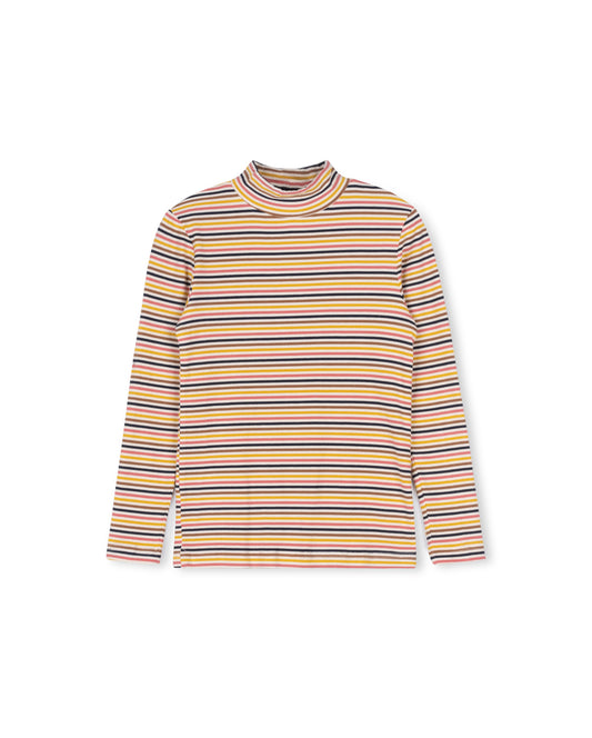 HELLO YELLOW/PINK STRIPE RIBBED TURTLENECK