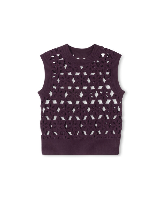 MALLORY AND MERLOT BURGUNDY CROCHET KNIT VEST [FINAL SALE]