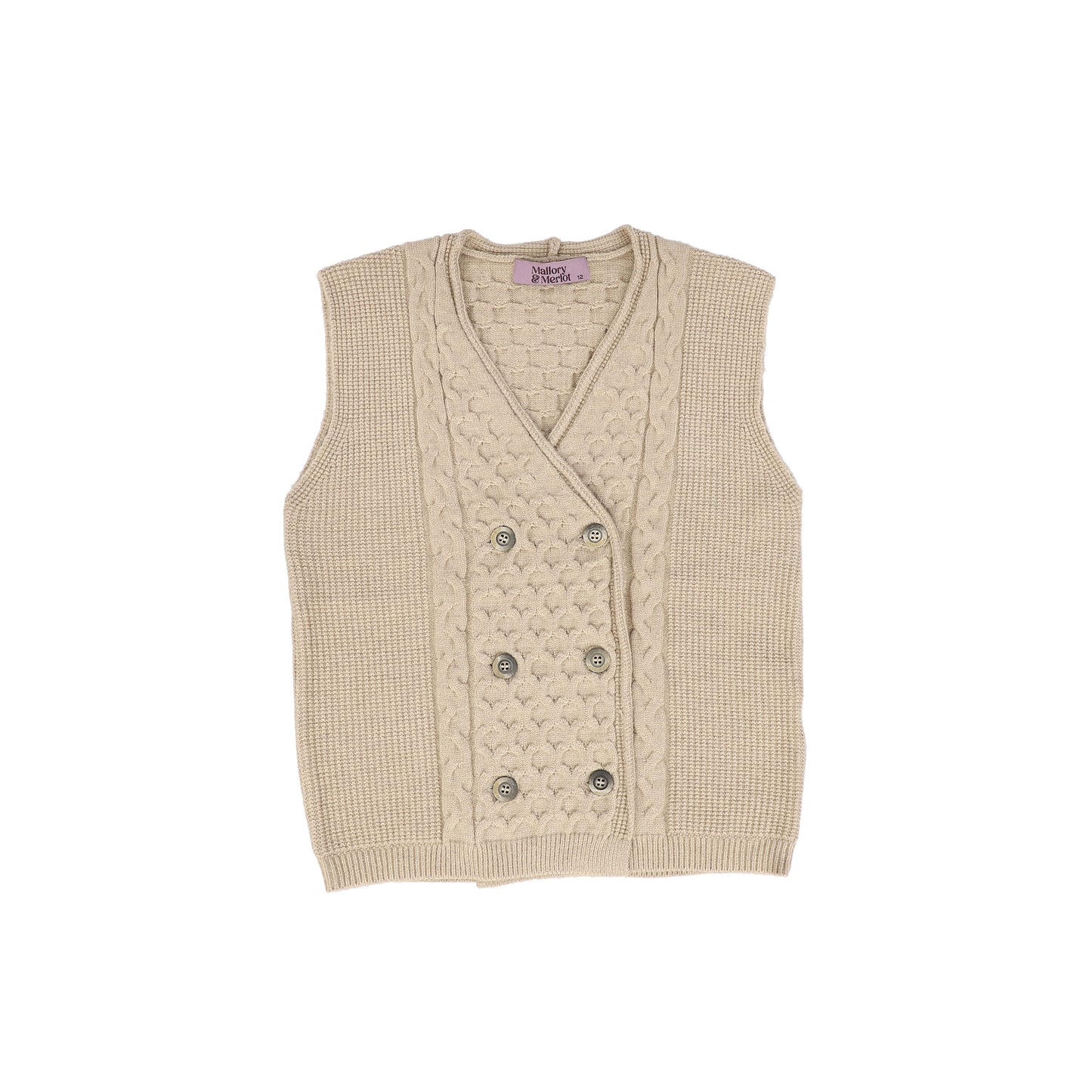 MALLORY AND MERLOT BROWN CABLE KNIT WRAP VEST [FINAL SALE]