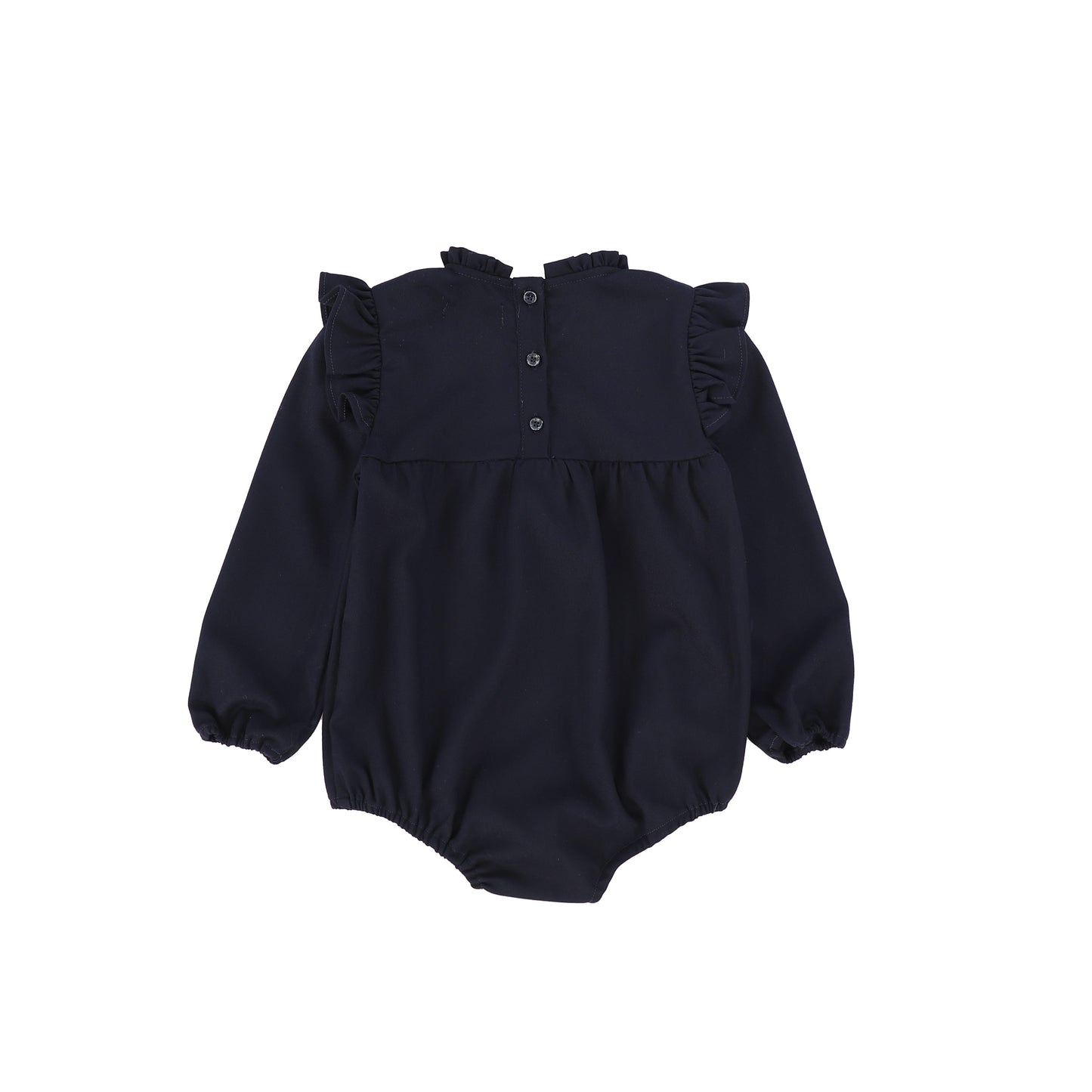 Bace Collection Navy Embroidery Ruffle Shoulder Romper [FINAL SALE]