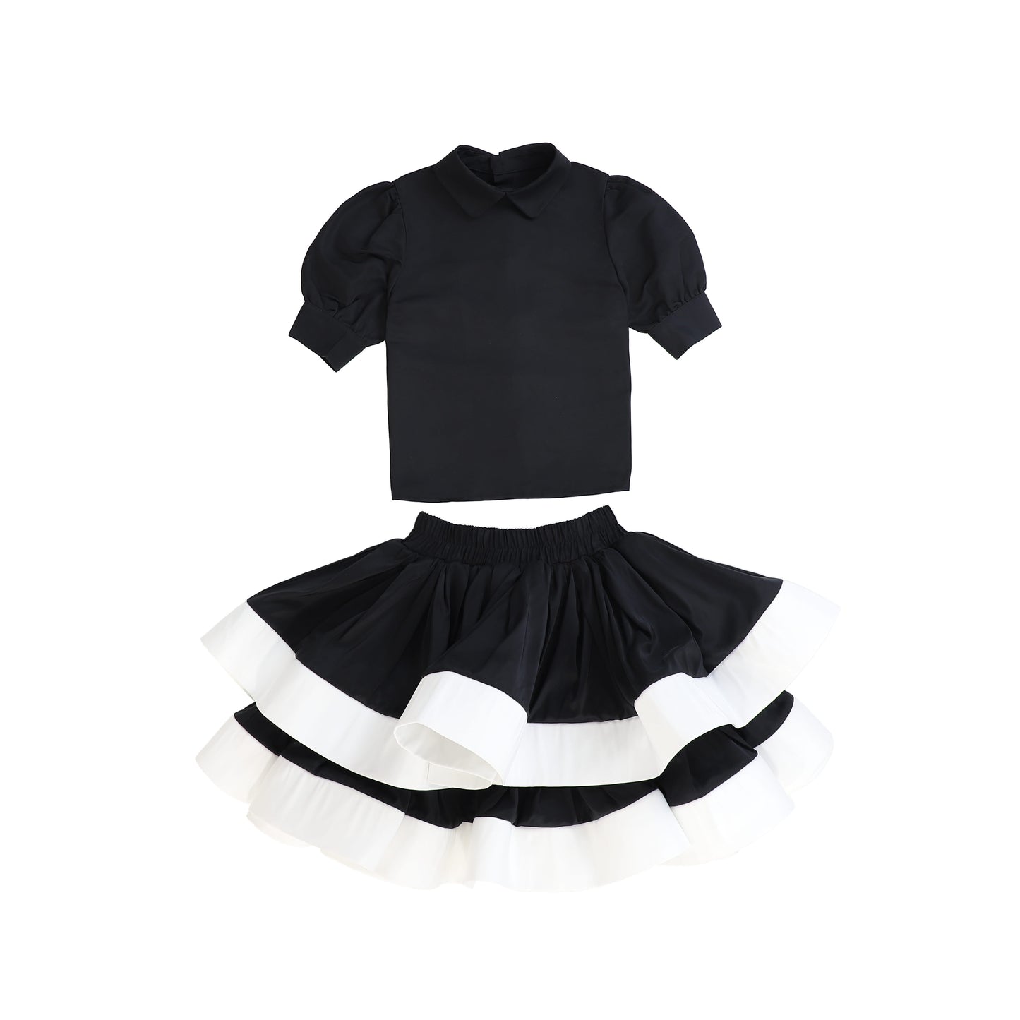 FRANCESCA GUILIANO BLACK CONTRAST RUFFLE SET