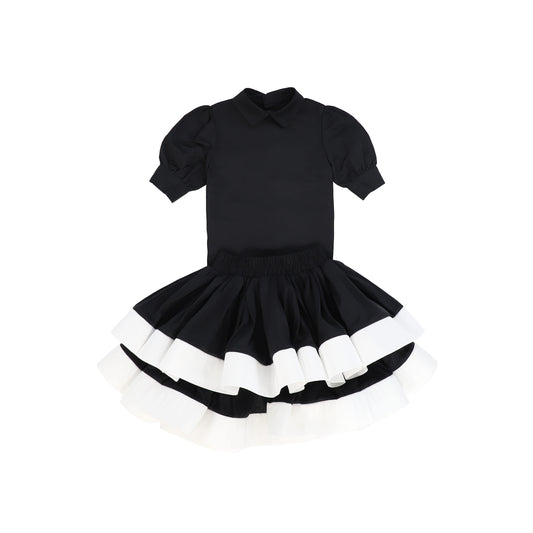 FRANCESCA GUILIANO BLACK CONTRAST RUFFLE SET