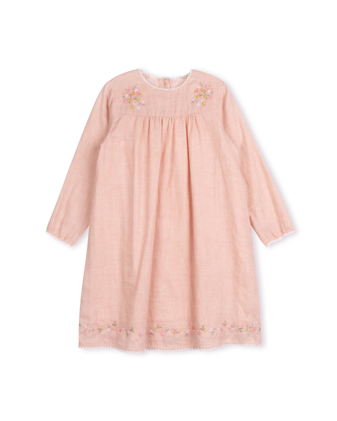 LILOU PINK EMBROIDERED FLORAL BABYDOLL DRESS