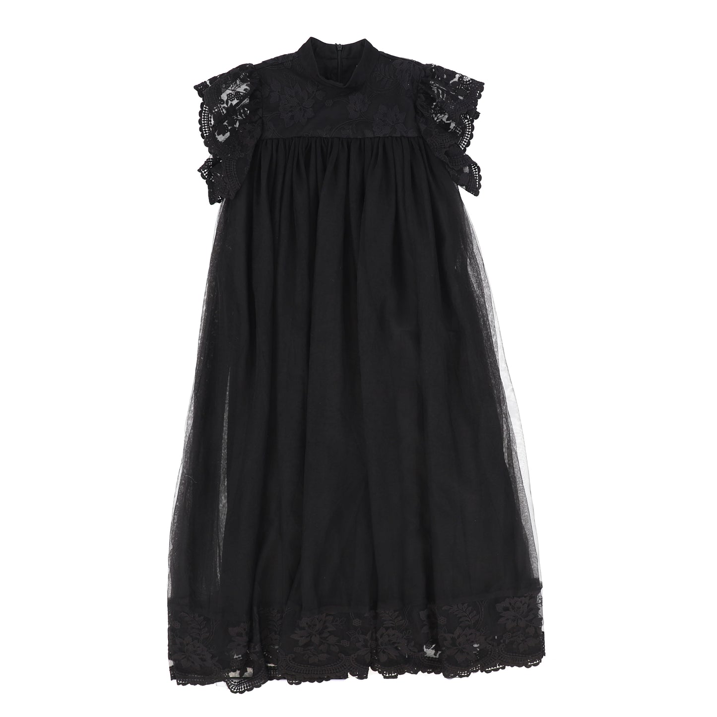 LILOU BLACK LACE TRIM TULLE MAXI DRESS [FINAL SALE]