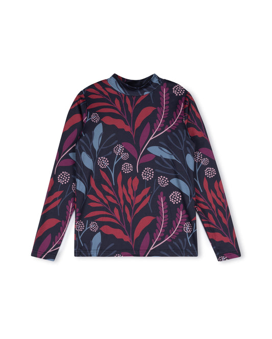 TUSTELLO FLORAL LEAF PRINT TURTLENECK