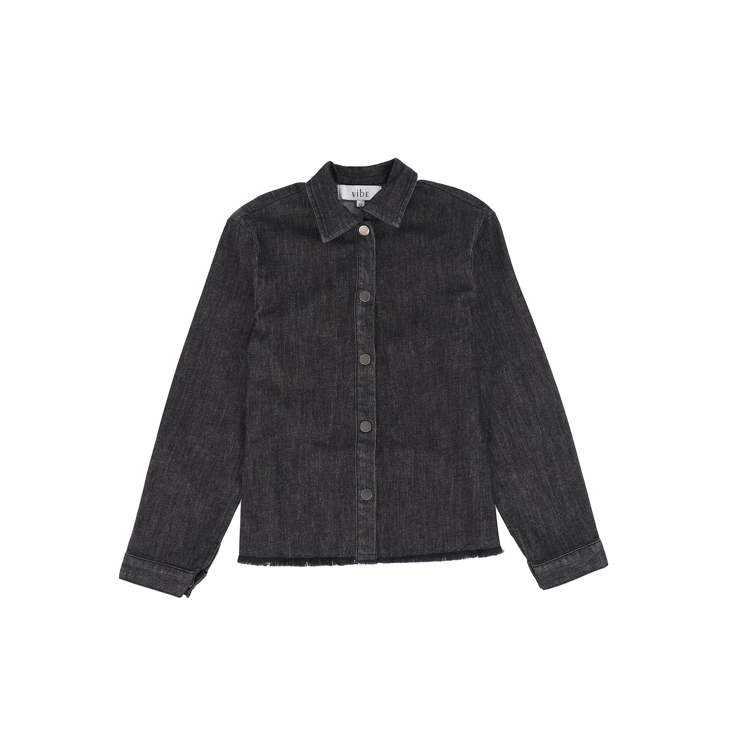 VIBE BLACK DENIM BUTTON TIE BLOUSE