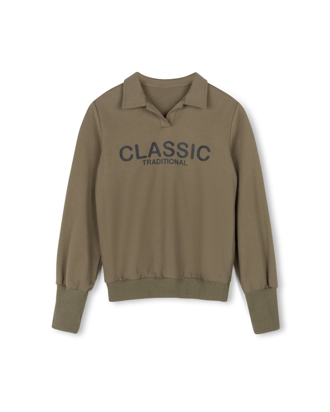 VIBE OLIVE COLLARED SWEATSHIRT