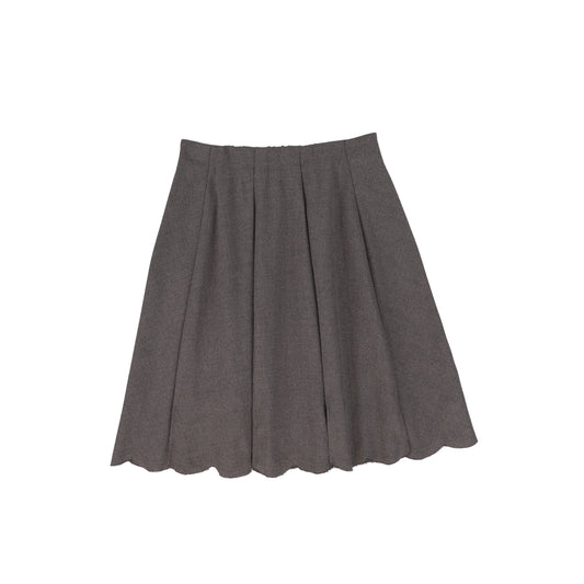 Bace Collection Charcoal Wool Scallop Pleated Skirt [FINAL SALE]