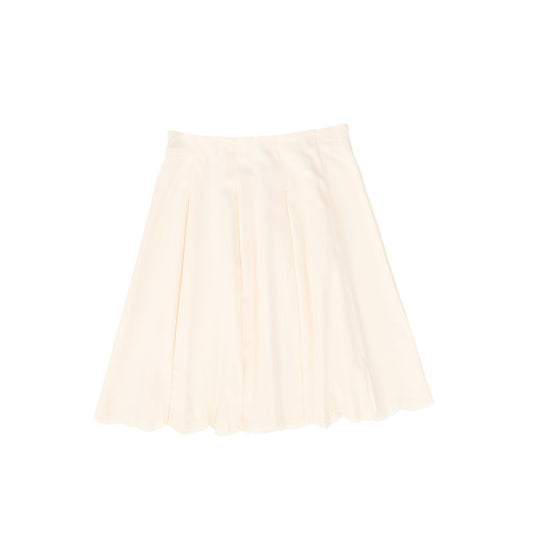 Bace Collection Cream Wool Scallop Pleated Skirt