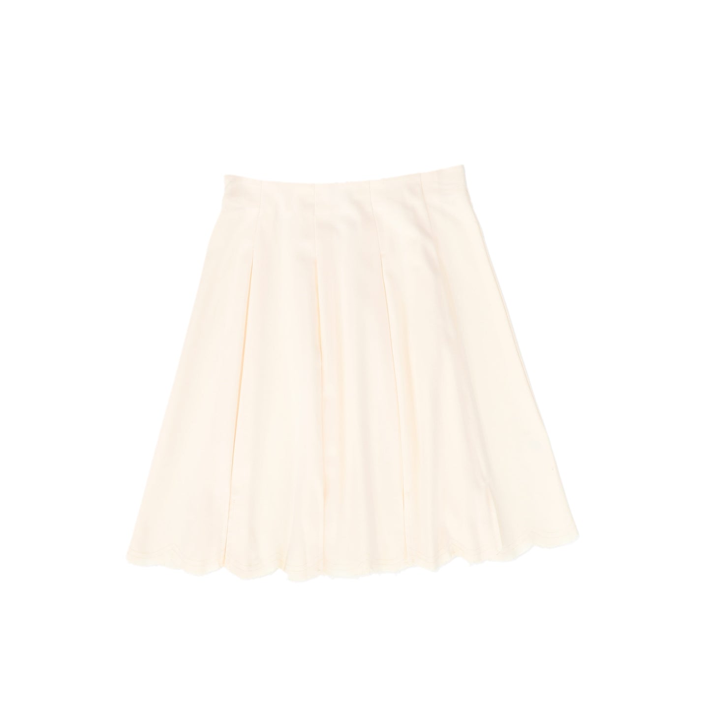 Bace Collection Cream Wool Scallop Pleated Skirt