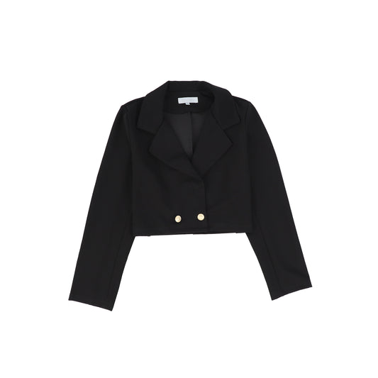 Bace Collection Black Gold Button Cropped Blazer [FINAL SALE]