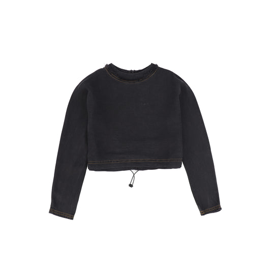 VIBE BLACK DENIM TOGGLE DOLMAN SWEATSHIRT